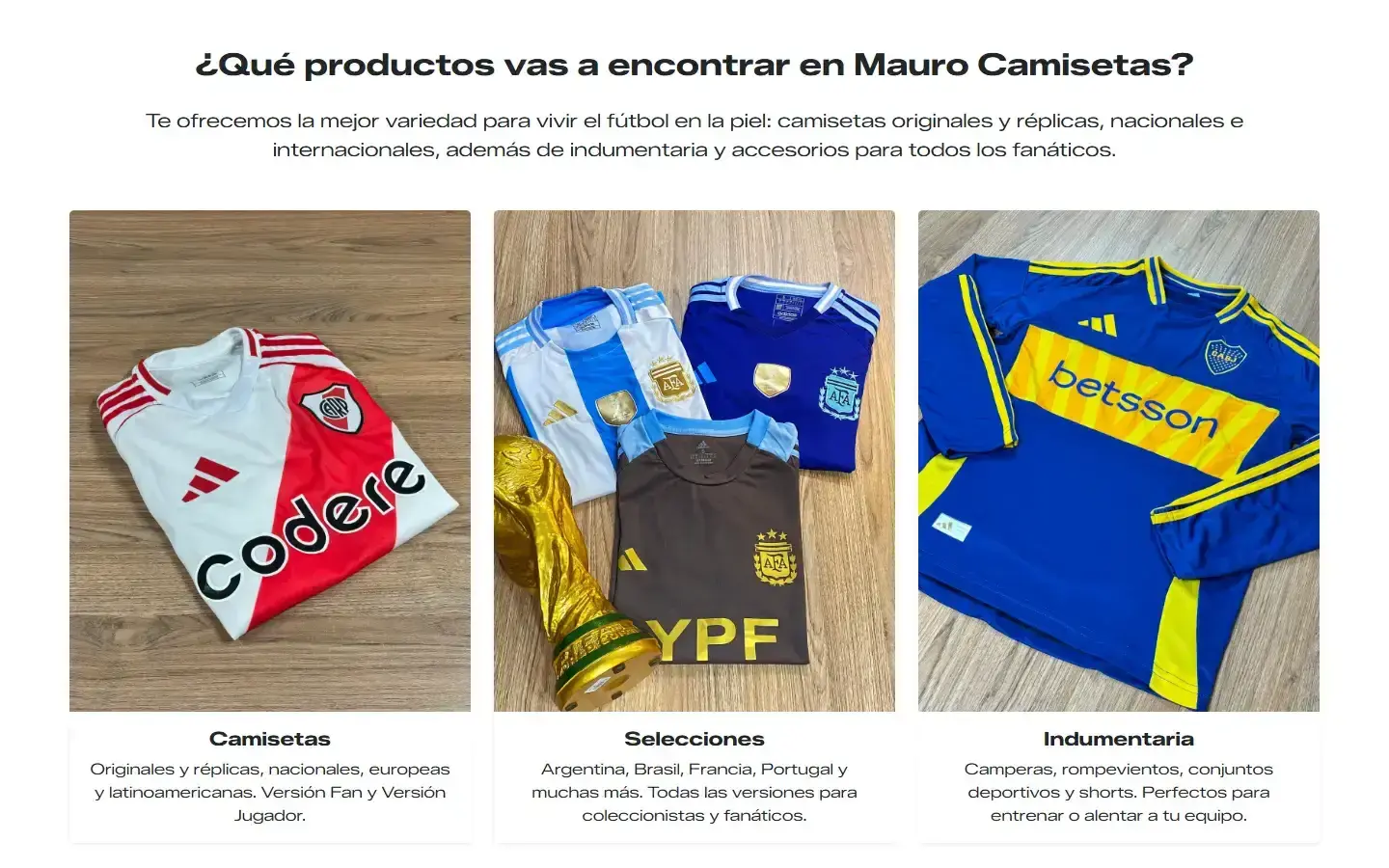 Mauro Camisetas: sección Productos